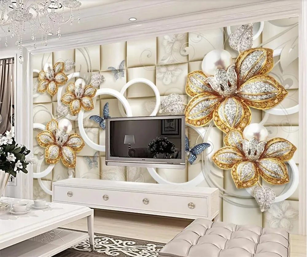 Beibehang пользовательские обои 3D круг роскошный великолепный жемчужный цветок