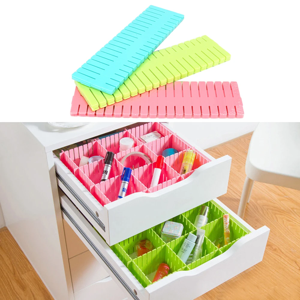 

4 pcs/set Drawer Wardrobe Clapboard Partition DIY Grid Drawer Separator Divider Adjustable For Underwear Socks Storage Organizer