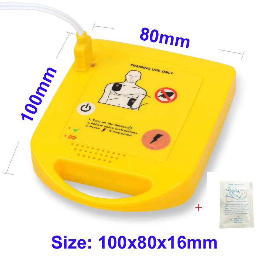 Portuguese Mini AED Trainer External Defibrillator Skill Training Machine Simulation First Aid Pratice Device + 1pcs CPR Mask