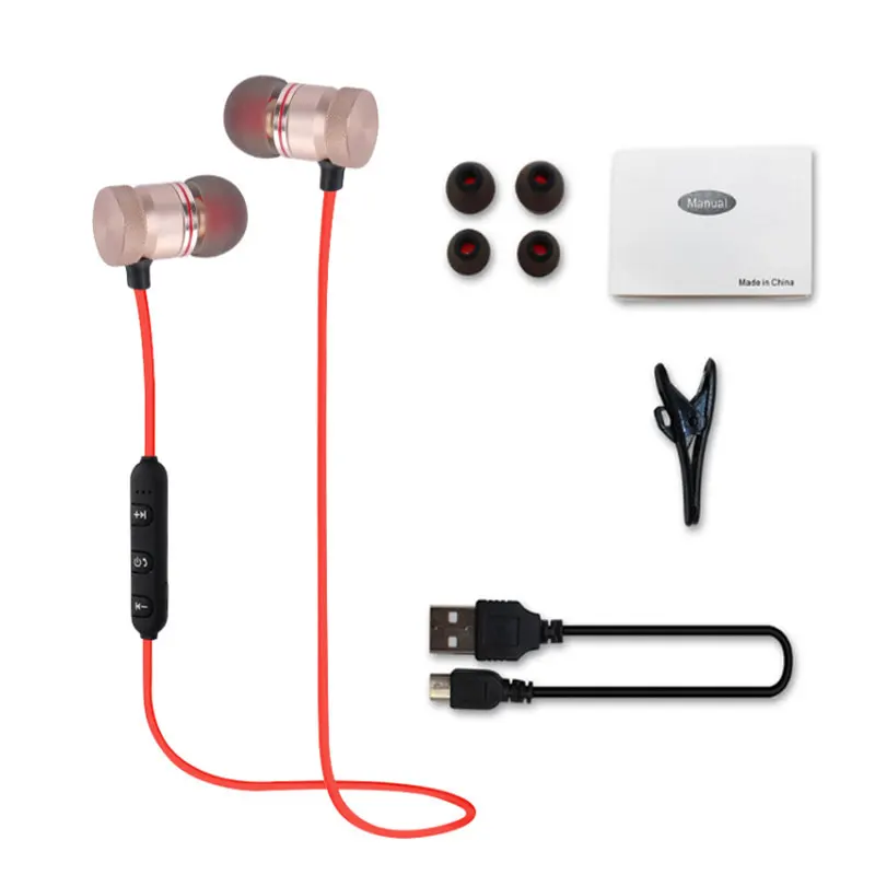 Gold Earphone Стерео наушники беспроводные Bluetooth наушники музыкальные гарнитуры магнитные наушники для samsung iPhone 6/6 S/7 Plus - Цвет: Gold Earphone