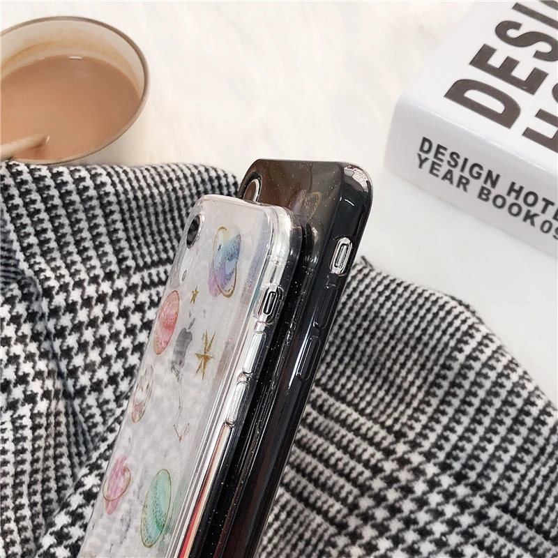 Прозрачный мягкий силиконовый чехол из ТПУ с блестками для iPhone 6 6s 7 8 Plus 10 X XS XR 11 Pro