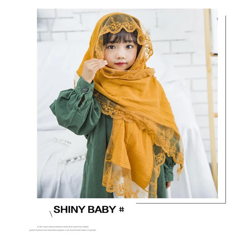 Новинка года; шарфы для девочек; корейский Милый хлопковый шарф принцессы; зимний кружевной шарф сетчатый тонкий