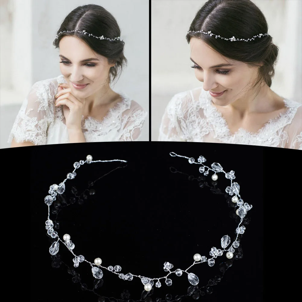 2018 New Bridal Head Chain Fake Pearl Crystal Headband Headpieces For