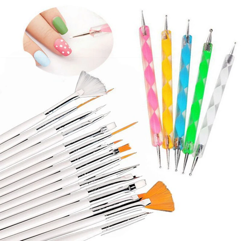 20Pcs Nail Art Design Set Dotting Painting Drawing Polish Brush Pen
