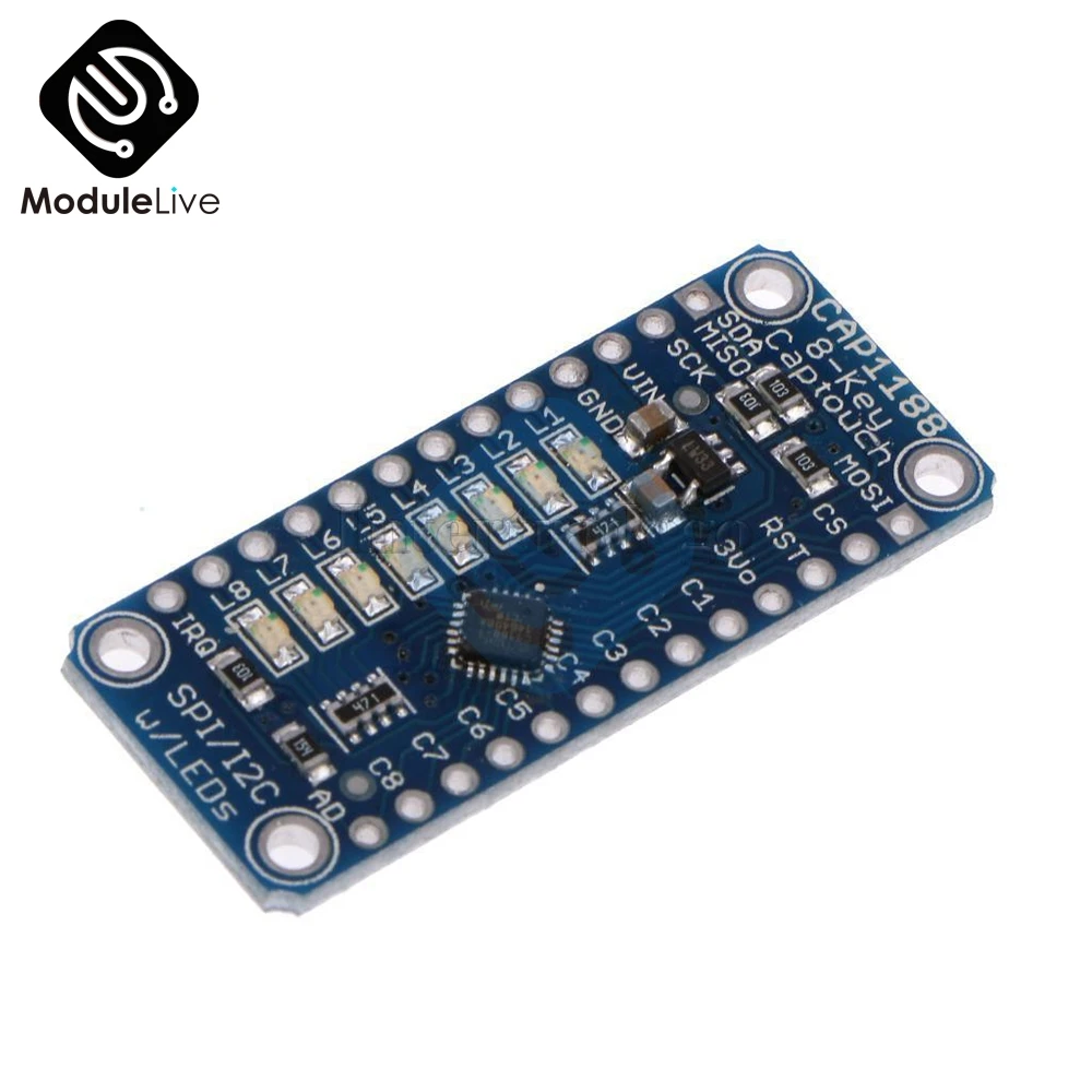 CAP1188 8 button / key interfaces Key Capacitive Touch Sensor Module 3-5V SPI IIC I2C Captouch LED For Arduino With Pins