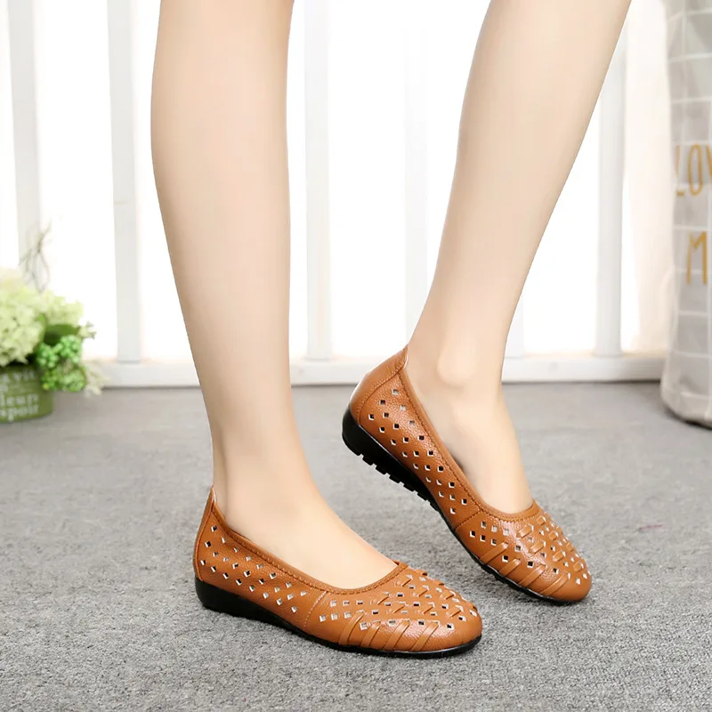 Women Sandals Women Wedges Heels Shoes Summer Woman Genuine Leather Fashion Sandals Women's Causal Soft Comfortable Slip On Wedges Mother Shoes 35-43