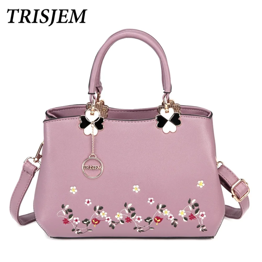 

TRISJEM Women Small Embroidery Flower Handbag Fashion Brand Crossbody Bags Sac a Main Femme De Marque Luxe Cuir 2018 Totes