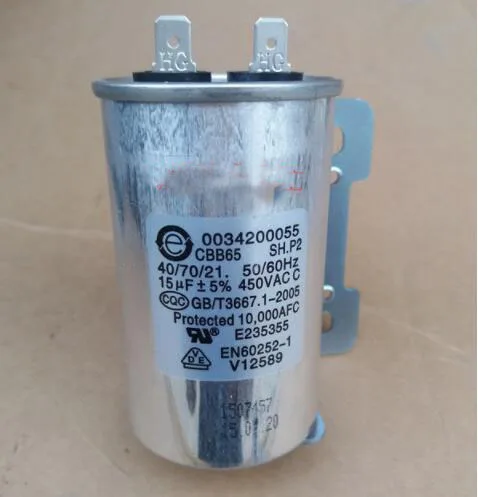 CBB65 15 мкФ 450VAC детали стиральных машин алюминиевый конденсатор в корпусе с стеллаж для выставки товаров