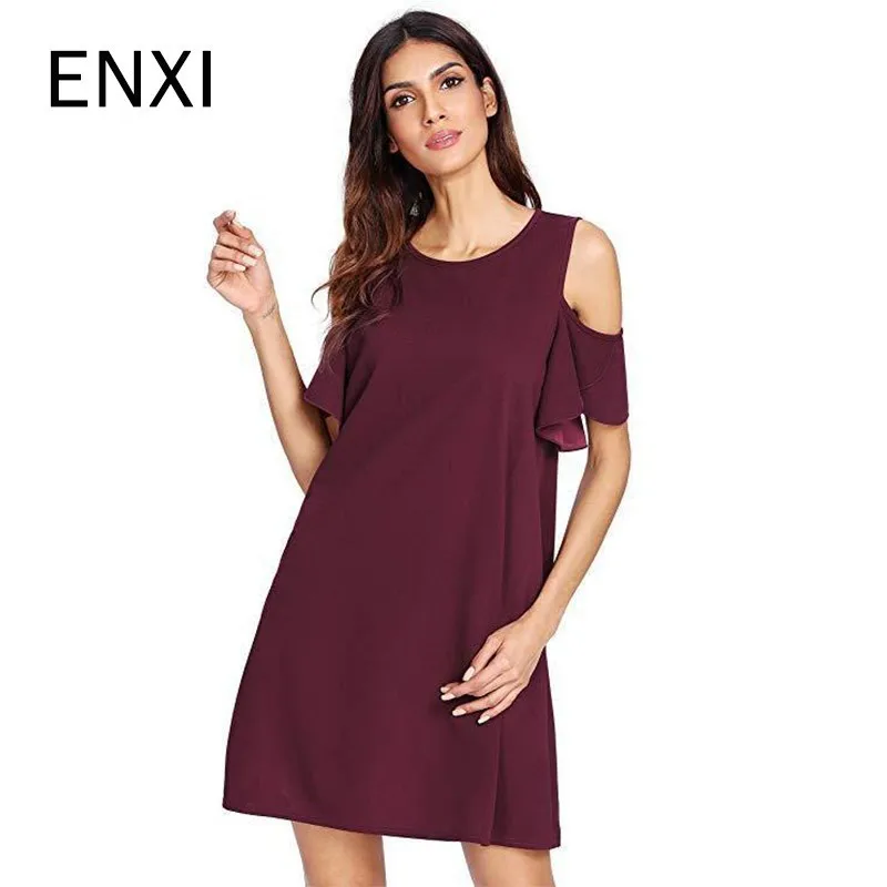 

ENX pregnant women's Plus size Short Sleeve Dress Breastfeeding Off Shoulder Maternity dresses embarazada