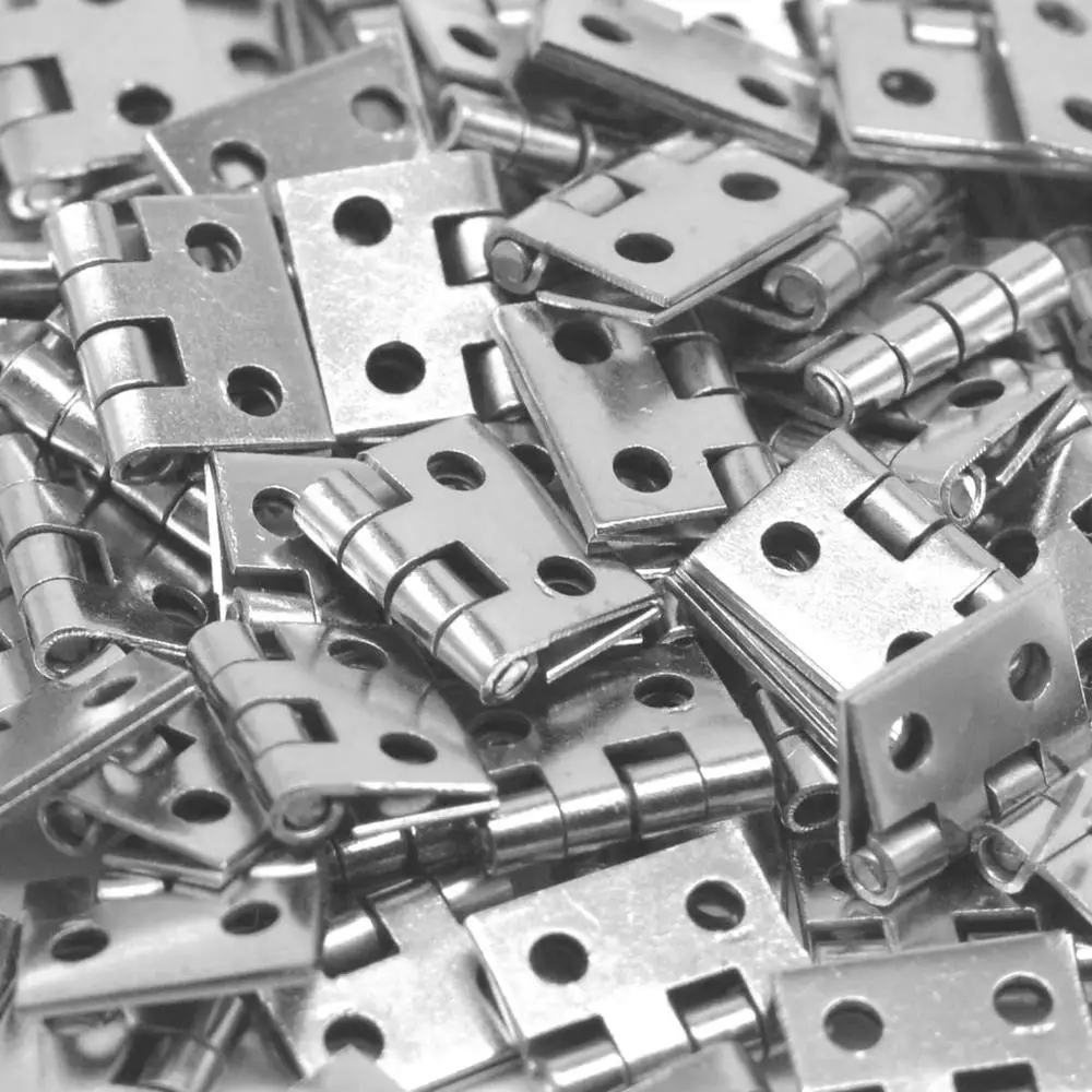 Brass Mini Flat Small Box Folding Butt Hinges 20Pcs Door DIY Craft Supplies Jewelry CaseDecor 8*10mm (80Pcs Nails) door hinges