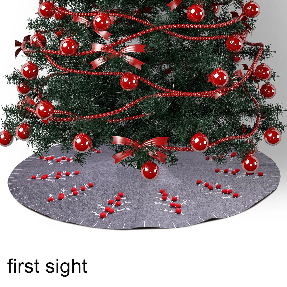 

Christmas tree skirt 60 80 90 100cm evening dress delicate embroidery home decoration cute volume Santa design decorative carpet