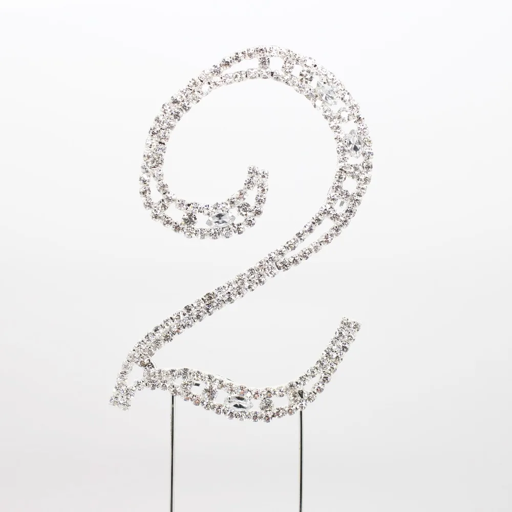 

ZMASEY New Number Cake Topper 1Pcs Large Silver plated Number 0-9 Rhinestone Cake topper wholesale for Birthday Party