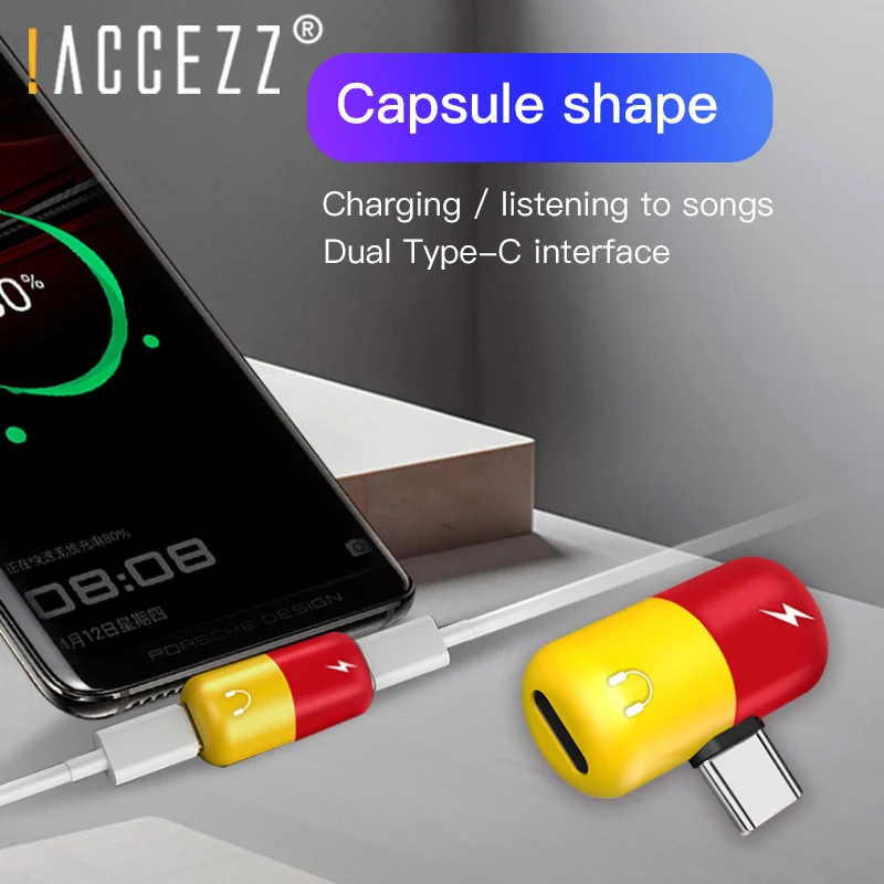 

!ACCEZZ Pill Shape 3.5mm Jack Aux Adapter For HTC Oneplus 7 Pro Mi 9 Dual Type C For Huawei P20 Samsung S8 Mobile Phone Adapter