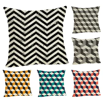 

Geometric Cushion Covers Home decoration 45x45 Decorative Beige Linen Pillow Case