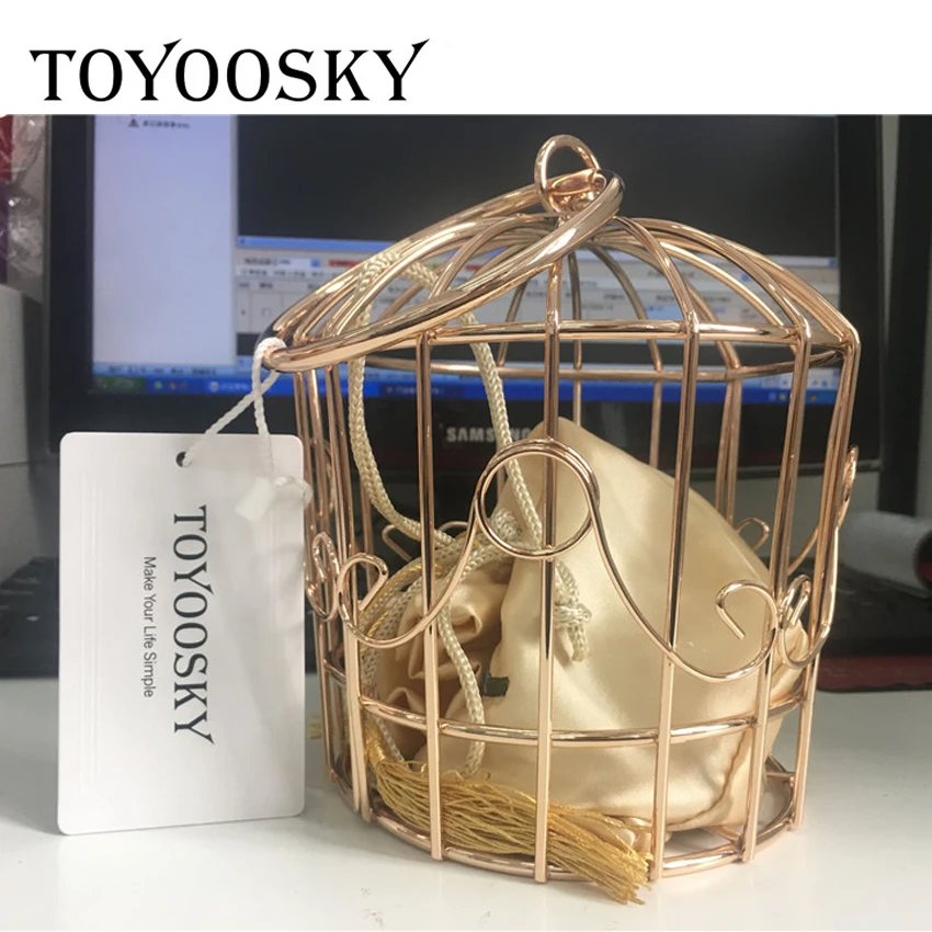 TOYOOSKY новый дизайн Женская вечерняя сумка клатч с птичьей клеткой металлическая