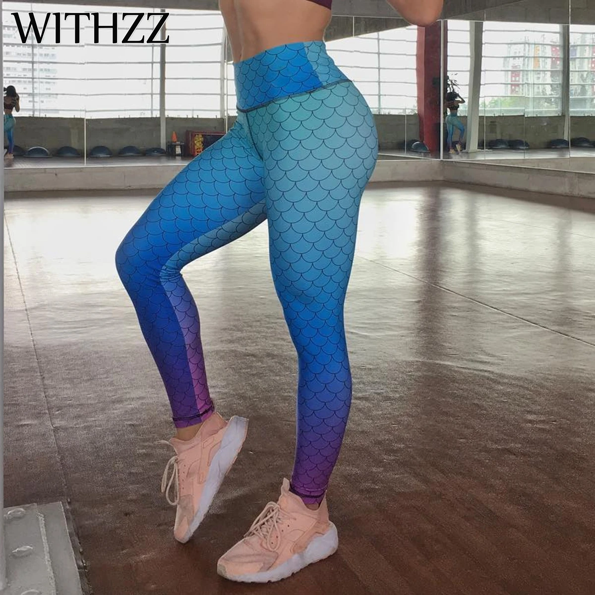 Женские леггинсы с принтом русалки WITHZZ спортивные Леггинсы для фитнесс
