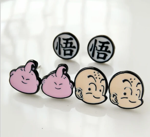 12 пар мультфильм японское аниме Dragon шариковые серьги с рисунком для женщин, девочек, детей детские прекрасные подарки L-15