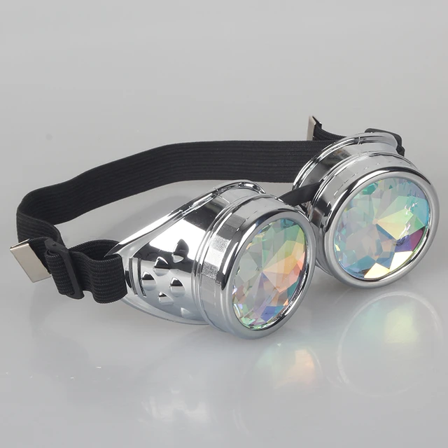 Steampunk Light Up Spectacles Magnifier Goggles Masquerade Accessory  [Silver]