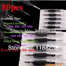 80 X Одноразовые захват машины татуировки Трубка 3/"(19 мм) с подходит Иглы в ассортименте 3/5/7/9 RL 3/5/7/9/RS 5/7 M1 чернила комплект поставки