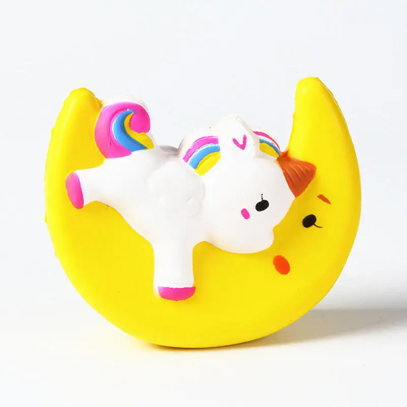10 см Kawaii Moon Face единорог лошадь радуга мягкое медленно поднимающееся с ремешком