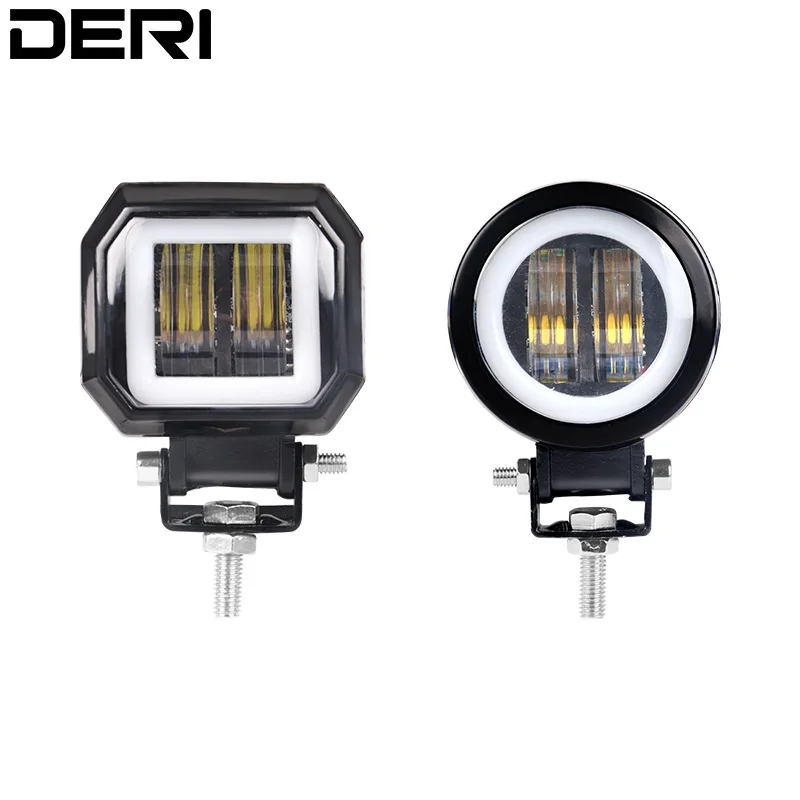 

3 Inch 7D Optical Lens LED Work Light Waterproof Square Round Led Driving Lights with White Blue Red Single Bolt M6 12V 24V SUV