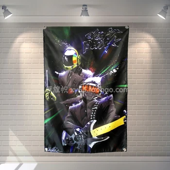 

"DAFT PUNK" Rock Band Cloth Flag Music Banners Bar Billiards Hall Studio Theme Wall Hanging Decoration