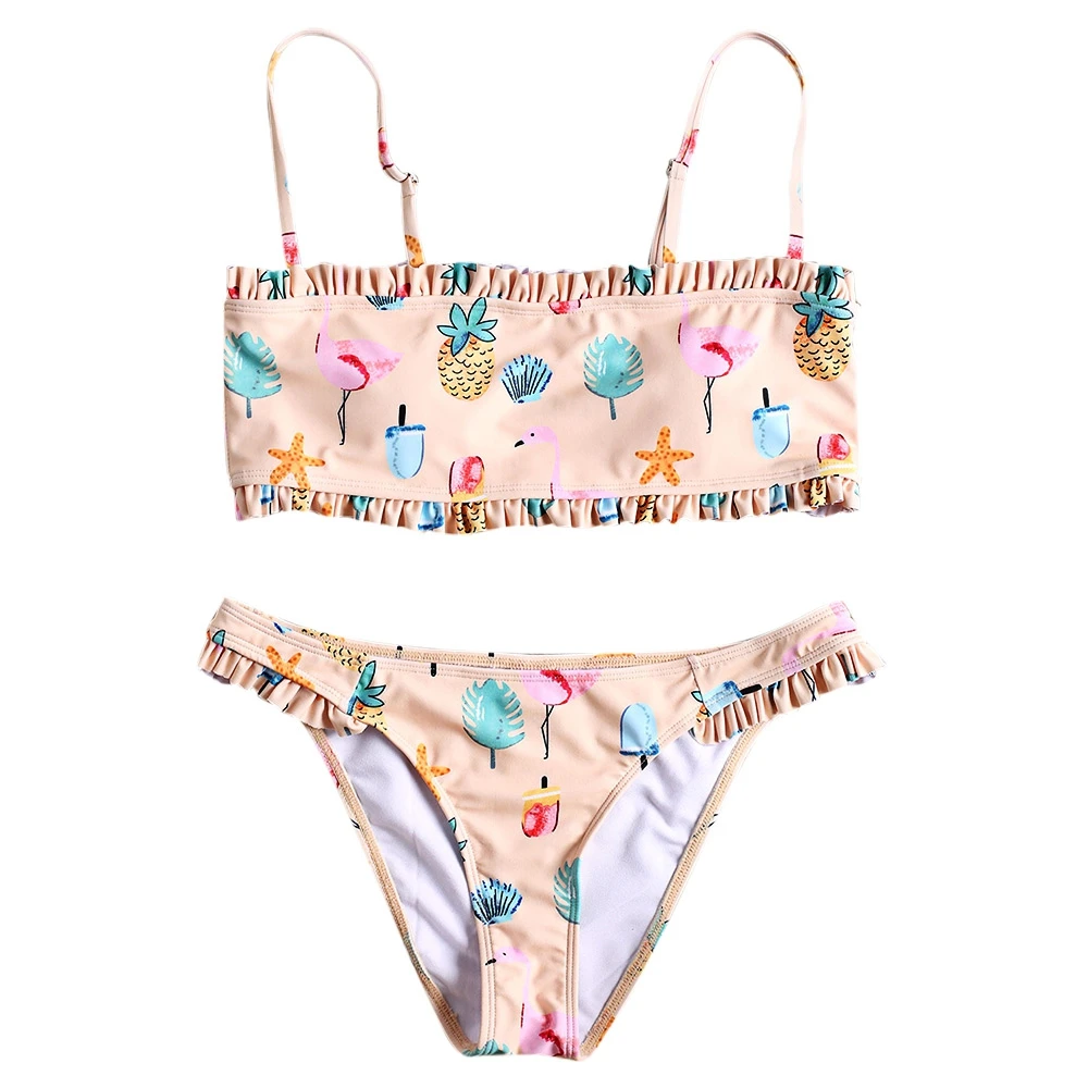 

Flamingo Frill Bandeau Bikini Set