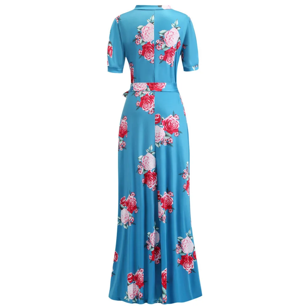 2019 woman short-sleeved printed beach dress long summer sexy beach dress plus size sunscreen beach dress cover up 40J3 (10)