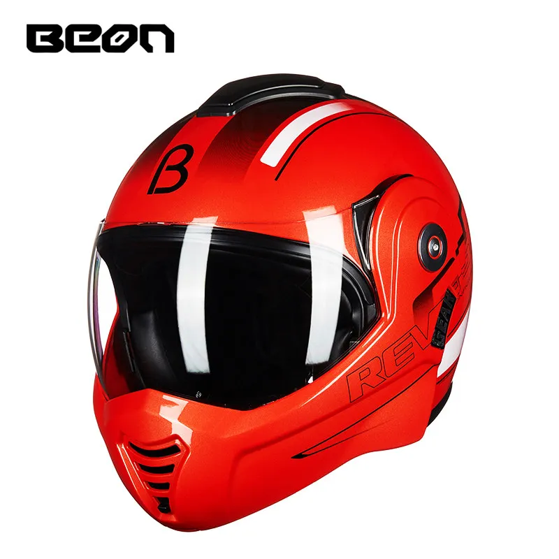BEON Официальный магазин флип-ап мотоциклетный шлем модульный шлем мото шлем Casco Motocicleta Capacete ATV шлем, одобренный ECE - Цвет: red