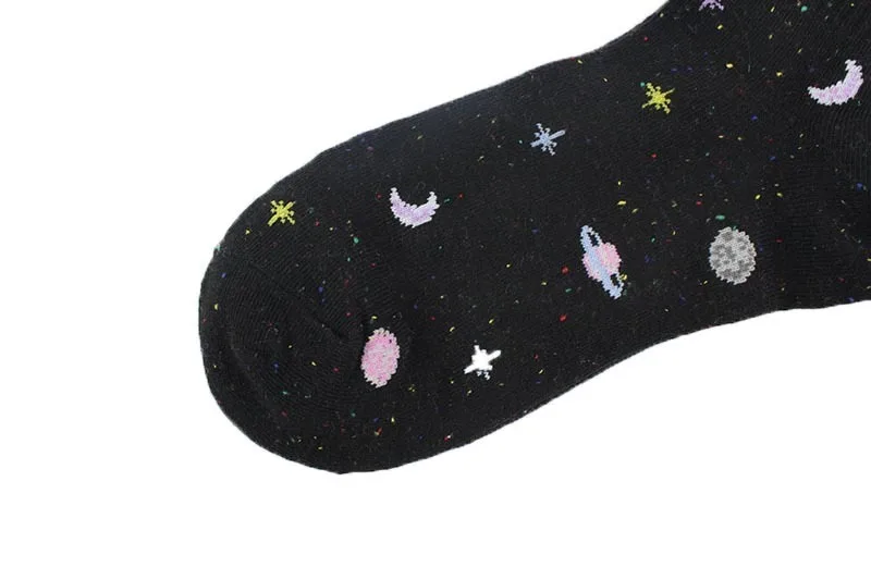 Забавные носки в стиле Харадзюку, с изображением планеты, в японском стиле, креативные, с изображением Луны, звезд, счастливые носки для женщин, теплые, милые, новинка, Sokken Meias