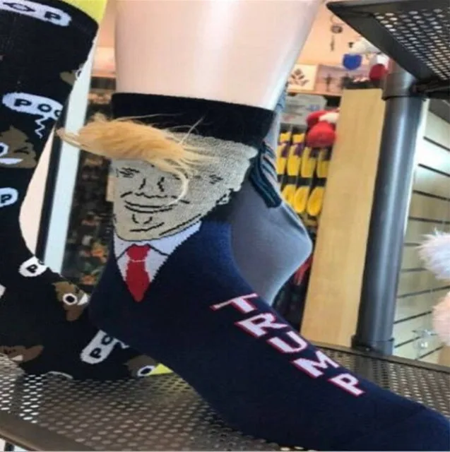 2019 Новое поступление, повседневные носки для взрослых с забавным принтом, с 3D поддельными волосами, носки для команды, носки для Трампа