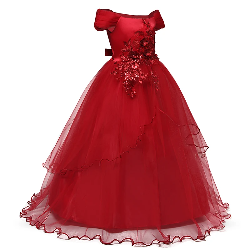 Платье с цветочным узором для девочек-подростков на свадебную вечеринку кружевные платья детская праздничная одежда для девочек 6, 10, 14 лет Детское платье на выпускной