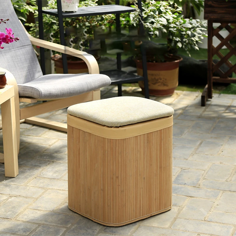 Природа Bamboom стул для хранения с губкой пены сиденье дома Многофункциональный прямоугольный османский диван скамейка Замена обуви скамейка