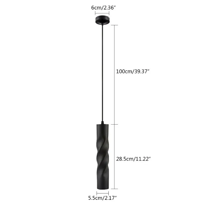 

Modern Pendant Lamp S-shaped Thread Chandelier Long Tube Hanging Light For Dining Room Shop Bar Kitchen Black Body