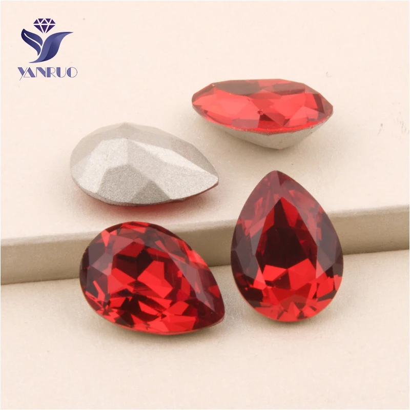 YANRUO #4320 все размеры Light Siam Drop Crystal Свободные Rhinestone Указал Назад Strass пришить камни