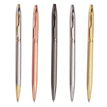 Тонкая металлическая шариковая ручка для рисования, винтажная золотистая Серебристая Шариковая ручка для бизнес письма, офиса, школы, канцелярские принадлежности, boligrafo