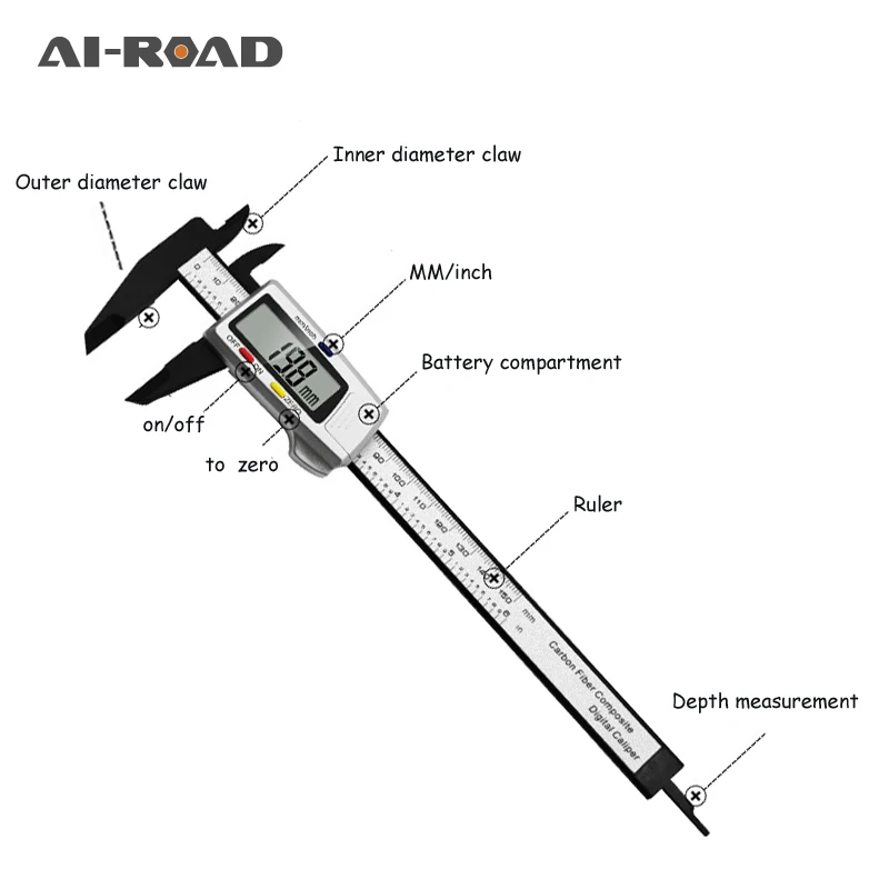 

100mm 150mm Electronic Digital Caliper 6 Inch Carbon Fiber Vernier Caliper Gauge Micrometer Measuring Tool Digital Ruler