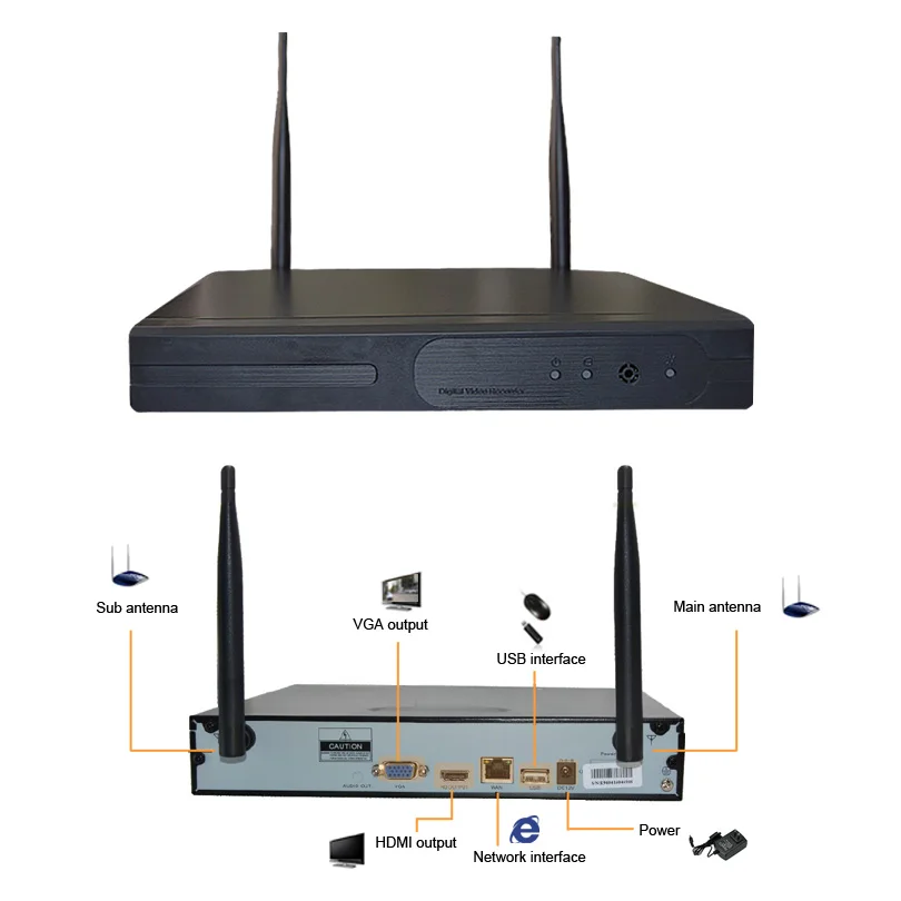 Не продается отдельно! H.264 Wifi NVR 1080P 4CH 8CH для использования с беспроводной камерой