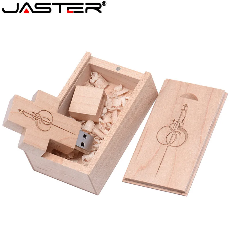 

JASTER customer LOGO wooden Cross USB + box USB Flash Drive USB memory stick pendrive 8GB 16GB 32GB Crosses Flash drive gift