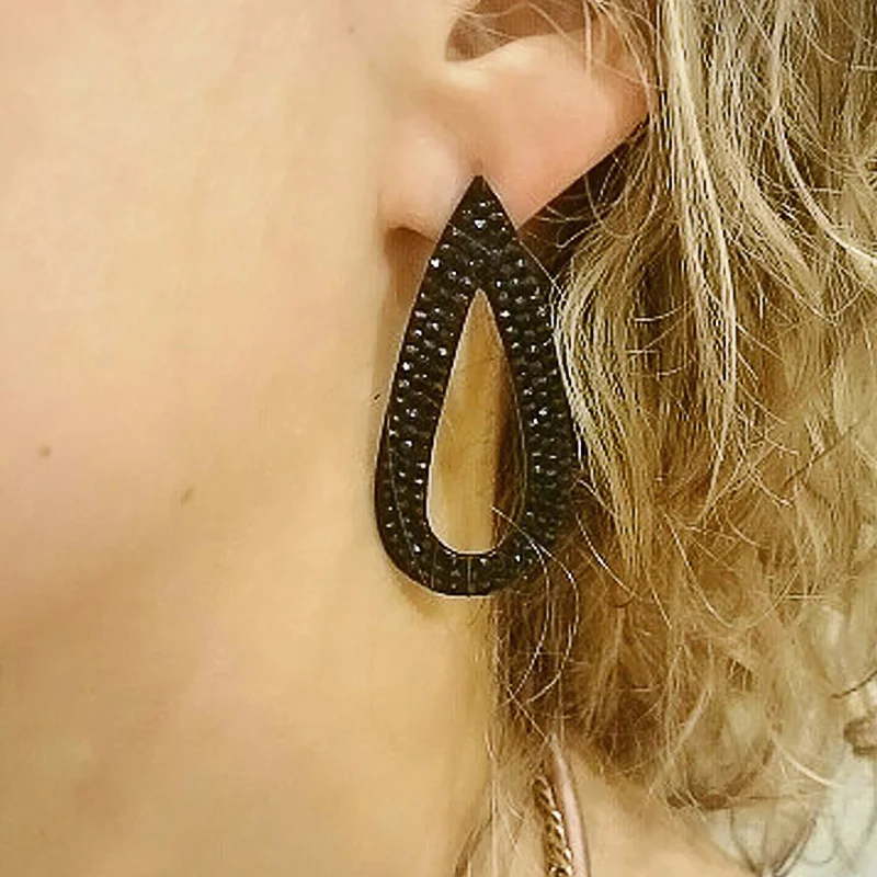 2019 Flola Gothic Jewelry Black Drop Earrings Women Teardrop Flola Gothic Jewelry Black Drop Earrings Women Teardrop Large For S Long Ersg69 Whole
