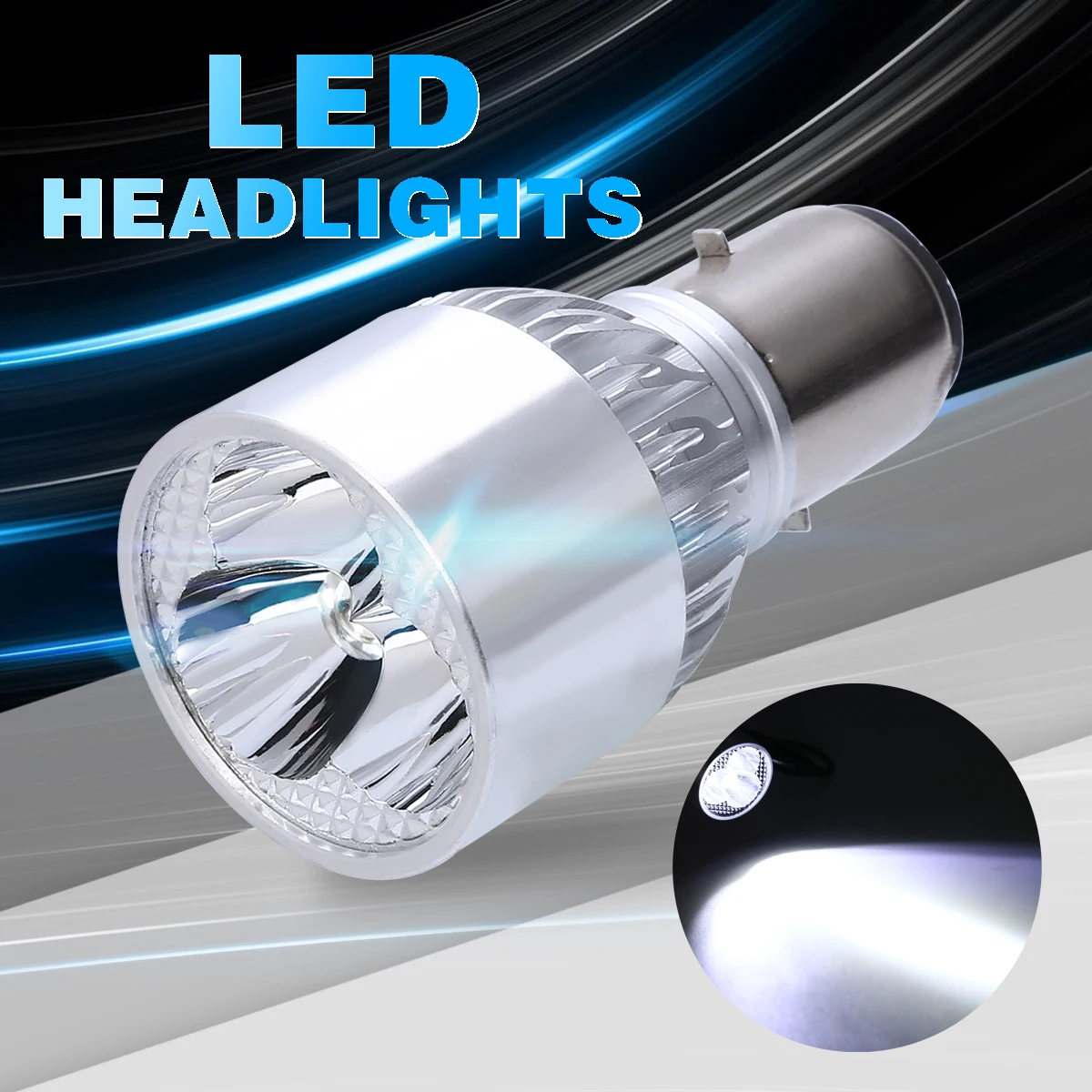 

1PC BA20D 9W Motorcycle Tricycle Headlight 3LED White Light Bulb Aircraft Aluminum Integrated High Condenser Lens
