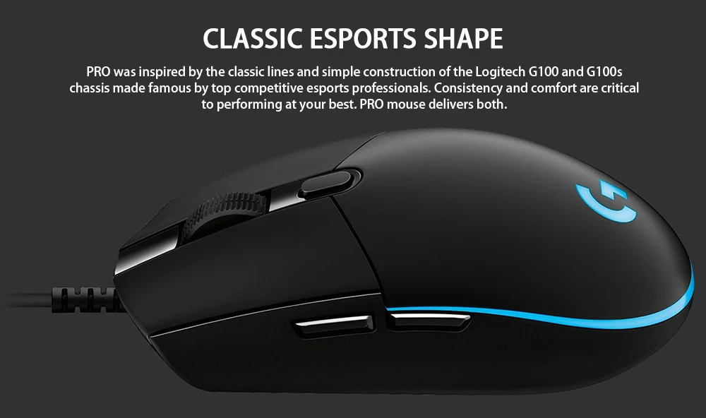 Профессиональная Проводная игровая мышь logitech Original G Pro с PMW3366 12K и HERO 16K опционально RGB для геймеров в области электронных видов спорта