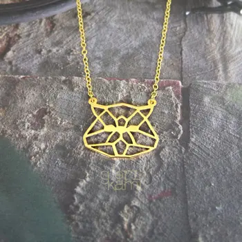 

Wholesale Trendy New Origami Persian cat Face Necklace Gold Silver Animal Jewelry Women Statement Necklace Cs Go Collares