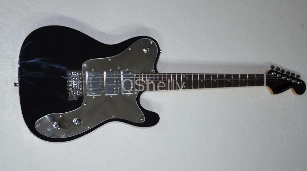 

top quality QShelly custom black alder body J5 TL 3 pickups mirror pickguard white bind electric guitar musical instruments shop
