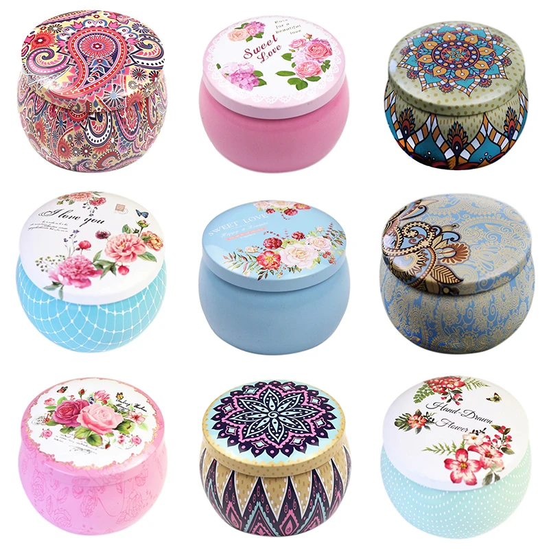 

Retro Floral Iron Storage Boxes Wedding Candy Packing Box Party Favors Boxes Case 8*5cm Coffee Tea Bottle Jar