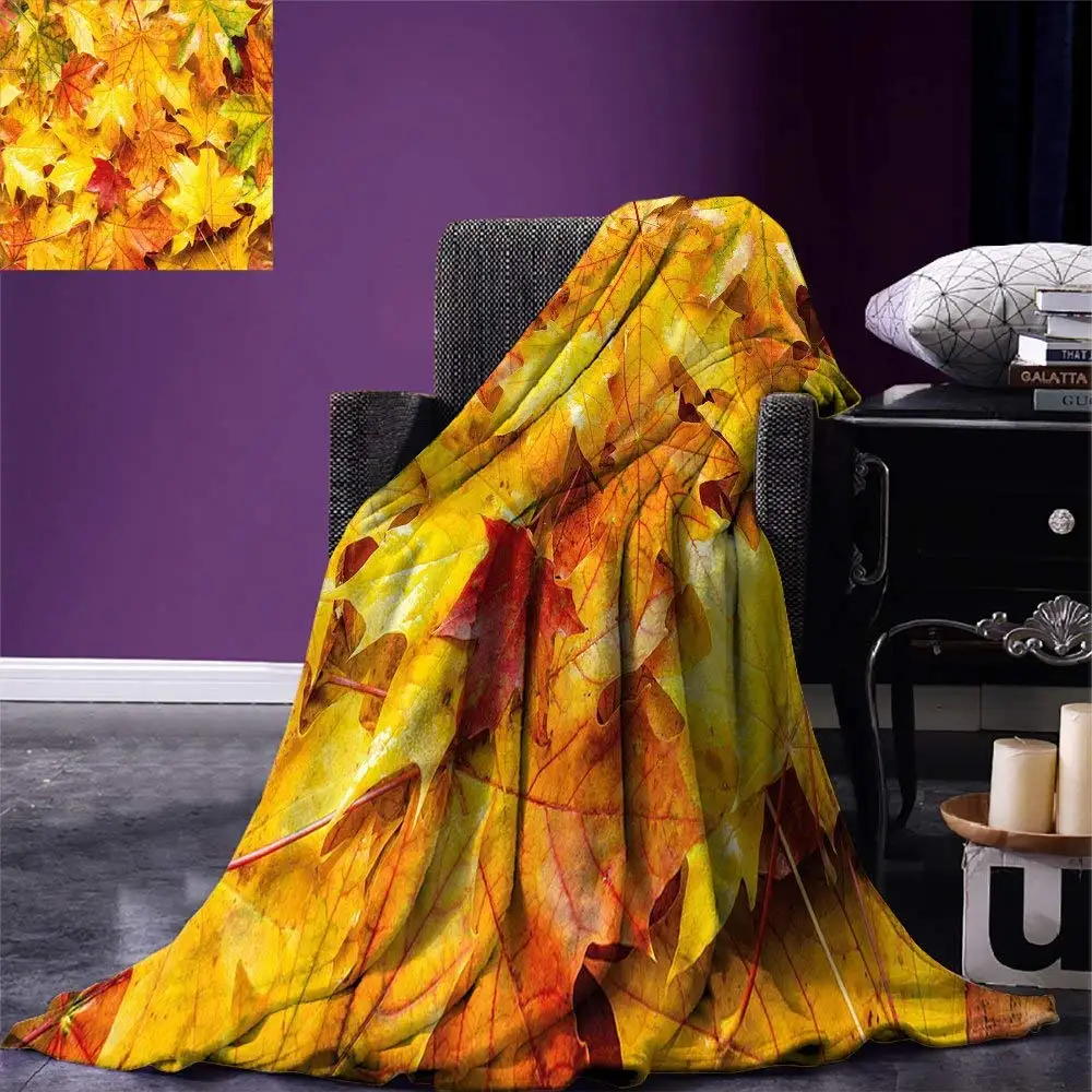 Fall Decor Throw Blanket Wet Fall Leaves Rainy Weather Maple Tree