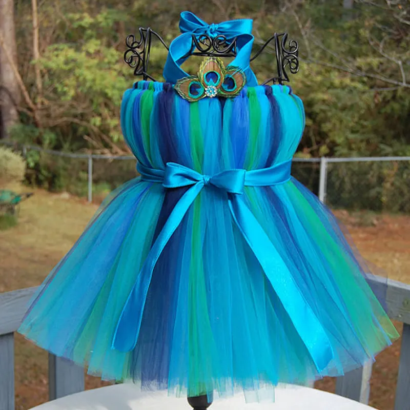 

2018 Top quality Fashion Flower Girl Dresses Blue Flower 2-12Year Cute TUTU Draped Ball Gown Wedding party Kids party