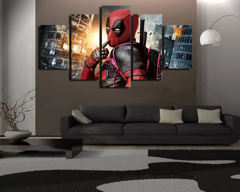 Marvel Deadpool Movie 5 Piece Wall Art Pictures Canvas Art Oil Painting