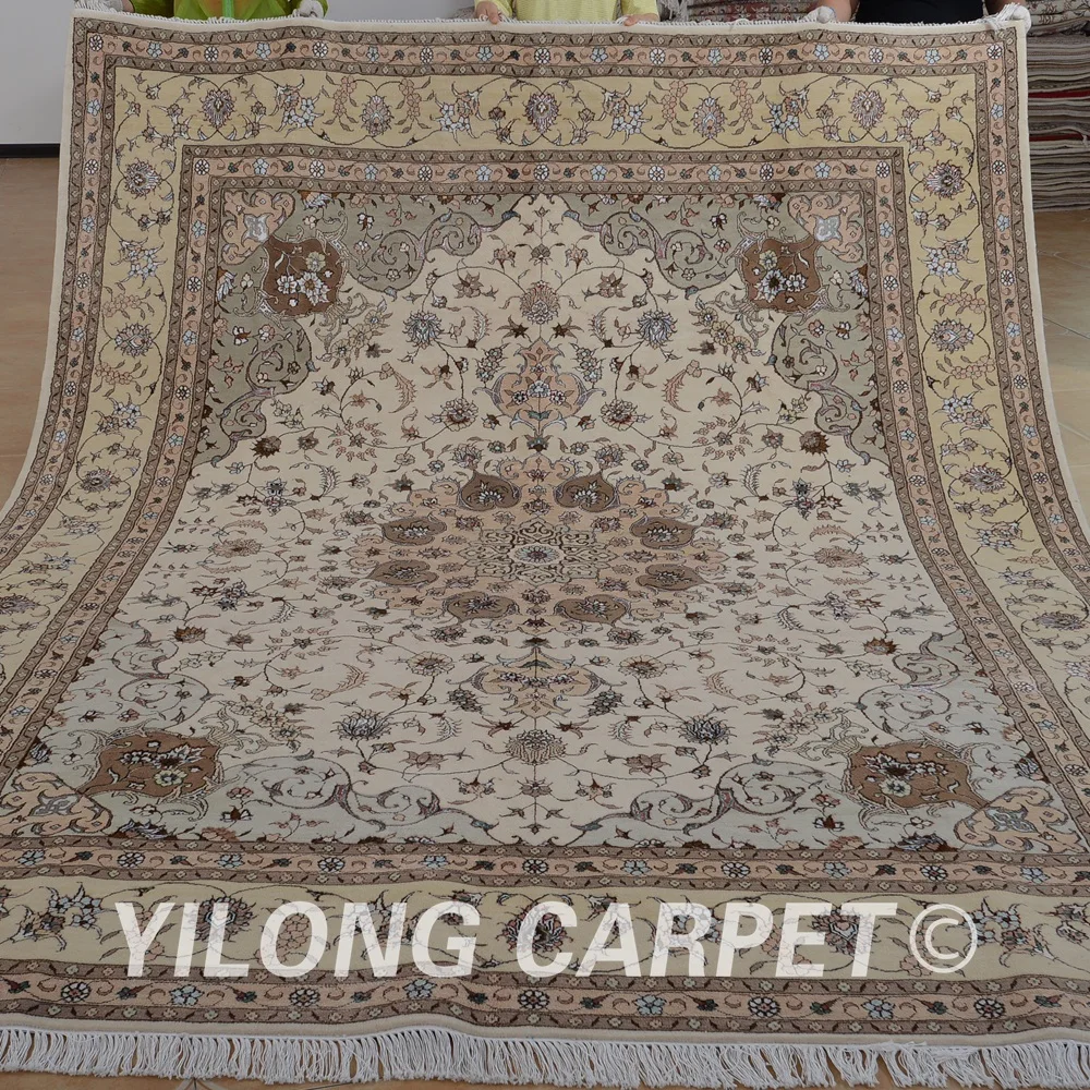 Yilong 8 'x 10' ручной работы ковры персидские бежевые изысканные шерстяные