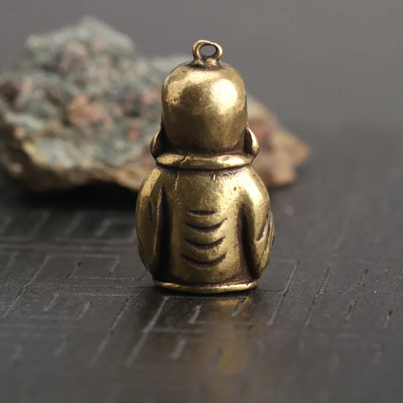 Винтажная статуя Будды Maitreya из твердой латуни цепочка для ключей подвески чистой